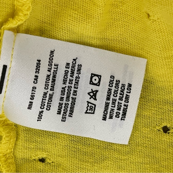 Michael Stars Yellow Short Sleeve Crewneck Fringe Tee Size Medium - Picture 6 of 8